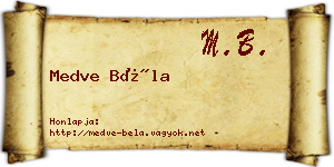 Medve Béla névjegykártya