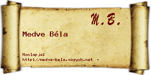 Medve Béla névjegykártya